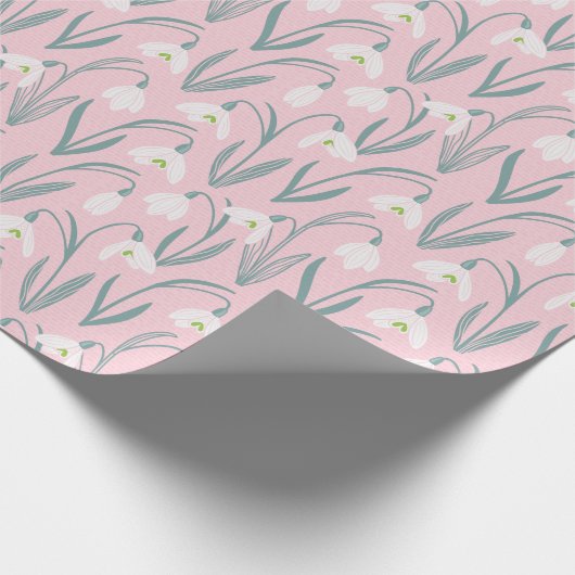 Schattigee Sneeuwklokjes roze Cadeaupapier (Hoek)
