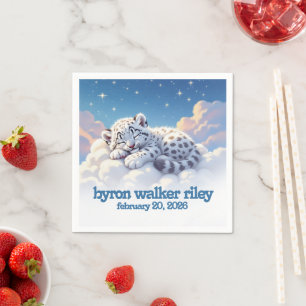 Schattigee sneeuwluipaard slaapt op wolken Baby sh Servet