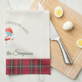 Schattigee Sneeuwman Custom Gepersonaliseerd Naam  Theedoek (Quarter Fold)