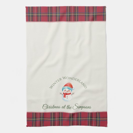 Schattigee Sneeuwman Custom Gepersonaliseerd Naam  Theedoek (Verticaal)