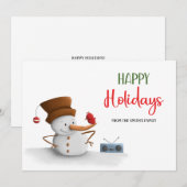 Schattigee Sneeuwman Dancing Radio Kerst Feestdage Feestdagenkaart (Voorkant / Achterkant)