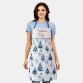 Schattigee sneeuwman en besneeuwde bomen schort (Gedragen)