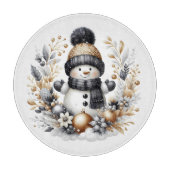 Schattigee sneeuwman en kerstbladeren snijplank (Voorkant)