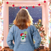 Schattigee sneeuwman en typografie denim jacket