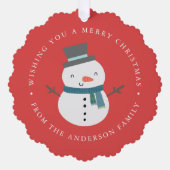 Schattigee Sneeuwman Fotovakantie Ornament Kaart (Voorkant)