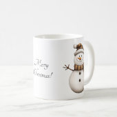 Schattigee Sneeuwman in Brown Plaid Sjaal Koffie M Koffiemok (Voorkant rechts)