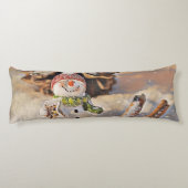 Schattigee Sneeuwman in de waterverf schilderij Lichaamskussen (Achterkant)