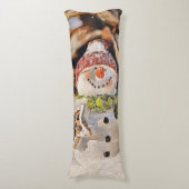 Schattigee Sneeuwman in de waterverf schilderij Lichaamskussen (Voorkant Verticaal)