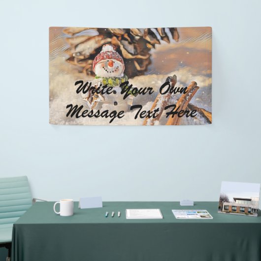 Schattigee sneeuwman in waterverf schilderij spandoek (Beurs)