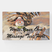 Schattigee sneeuwman in waterverf schilderij spandoek (Horizontaal)