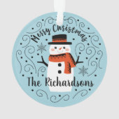 Schattigee Sneeuwman Keramisch Ornament (achterkant)