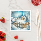 Schattigee sneeuwman met kerststal servet (Insitu)