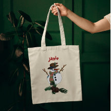 Schattigee sneeuwman met naam 1 kant