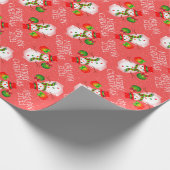 Schattigee sneeuwman op feestelijke rood of uw kle cadeaupapier (Hoek)