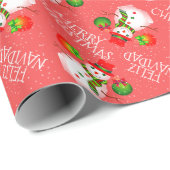 Schattigee sneeuwman op feestelijke rood of uw kle cadeaupapier (Rol Hoek)