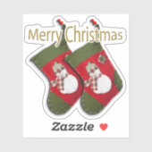 Schattigee sneeuwman op kerst Stocking Custom-Cut Sticker (Vel)