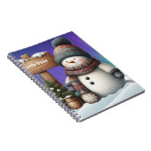 Schattigee sneeuwman op Noordpool met noorderlicht Notitieboek (Rechterzijde)