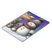 Schattigee sneeuwman op Noordpool met noorderlicht Notitieboek (Linkerzijde)