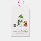 Schattigee sneeuwman script kerst cadeaulabel (Voorkant)