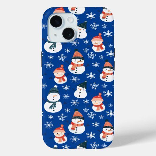 Schattigee Sneeuwman Sneeuwvlok Naadloze Patroon K Case-Mate iPhone Case (Achterkant)