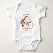 Schattigee Sneeuwman Tree Candy Cane Eerste 1e Ker Romper (Voorkant)