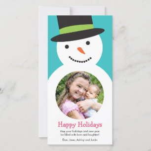 Schattigee sneeuwman vakantie fotokaart feestdagenkaart