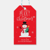 Schattigee Sneeuwman Vrolijk kerstcadeau Labels Cadeaulabel (Voorkant)