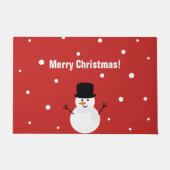Schattigee sneeuwman Vrolijk Kerstfeest Wintervaka Deurmat (Voorkant)