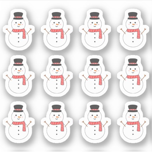 Schattigee Sneeuwman Winter Seizoen Kerstmis Bujo Sticker (Voorkant)