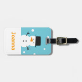 Schattigee Sneeuwman Zwarte Tophat Kerst Bagagelab Bagagelabel (Voorkant horizontaal)