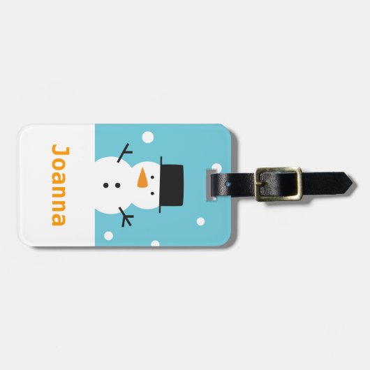 Schattigee Sneeuwman Zwarte Tophat Kerst Bagagelab Bagagelabel (Voorkant horizontaal)