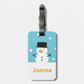 Schattigee Sneeuwman Zwarte Tophat Kerst Bagagelab Bagagelabel (Achterkant verticaal)