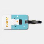 Schattigee Sneeuwman Zwarte Tophat Kerst Bagagelab Bagagelabel (Achterkant horizontaal)