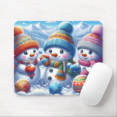 Schattigee Sneeuwmannen Speelse Winter Mousepad Gi Muismat (Met muis)