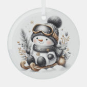 Schattigee sneeuwmanslee glas ornament (Voorkant)