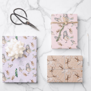 Schattigee Sneeuwmus Waterverf Handgeschilderd Inpakpapier Vel