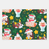 Schattigee sneeuwpop hondenkerst inpakpapier vel (Voorkant 3)