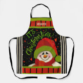Schattigee sneeuwpop kerst gepersonaliseerde inspi schort (Voorkant)