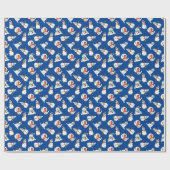 Schattigee sneeuwpoppen Navy Blue Pattern Cadeaupapier (Vlak)