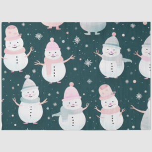 Schattigee sneeuwpoppen Sneeuwvlokken Pastel Black Tissuepapier