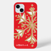 Schattigee sneeuwvlok monogrammed rood goud girly  Case-Mate iPhone case (Achterkant)