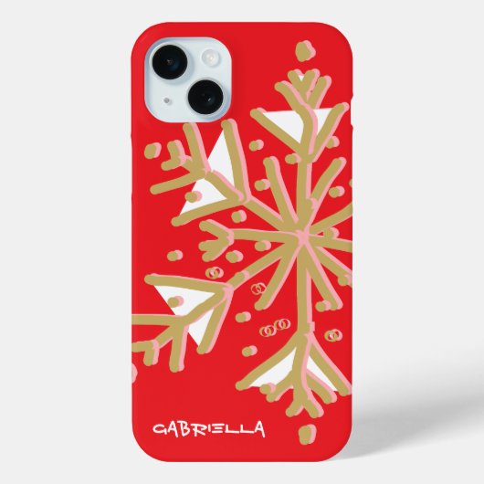 Schattigee sneeuwvlok monogrammed rood goud girly  Case-Mate iPhone case (Achterkant)