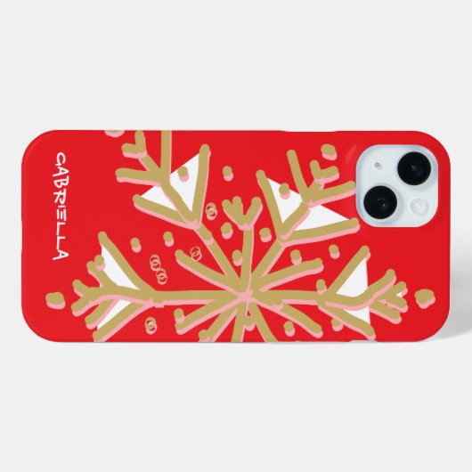 Schattigee sneeuwvlok monogrammed rood goud girly  Case-Mate iPhone case (Achterkant (horizontaal))