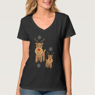 Schattigee sneeuwvlok rendieren familie kerst t-shirt
