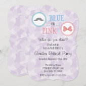 Schattigee snor & boog gender reveal uitnodiging (Voorkant / Achterkant)