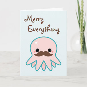 Schattigee snor octopus vakantie feestdagen kaart