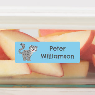 Schattigee Snow Leopard cartoon gepersonaliseerd Labels