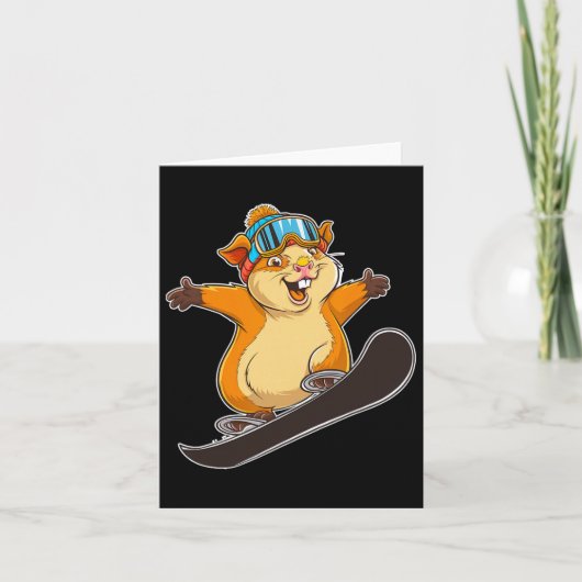 Schattigee snowboardhamster met bril kaart (Voorkant)
