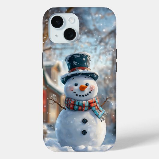 Schattigee Snowman iPhone Case - Perfect voor Kers (Achterkant)