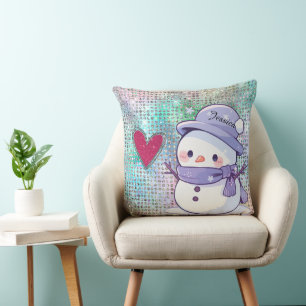 Schattigee Snowman Pastel Pattern Heart Kussen